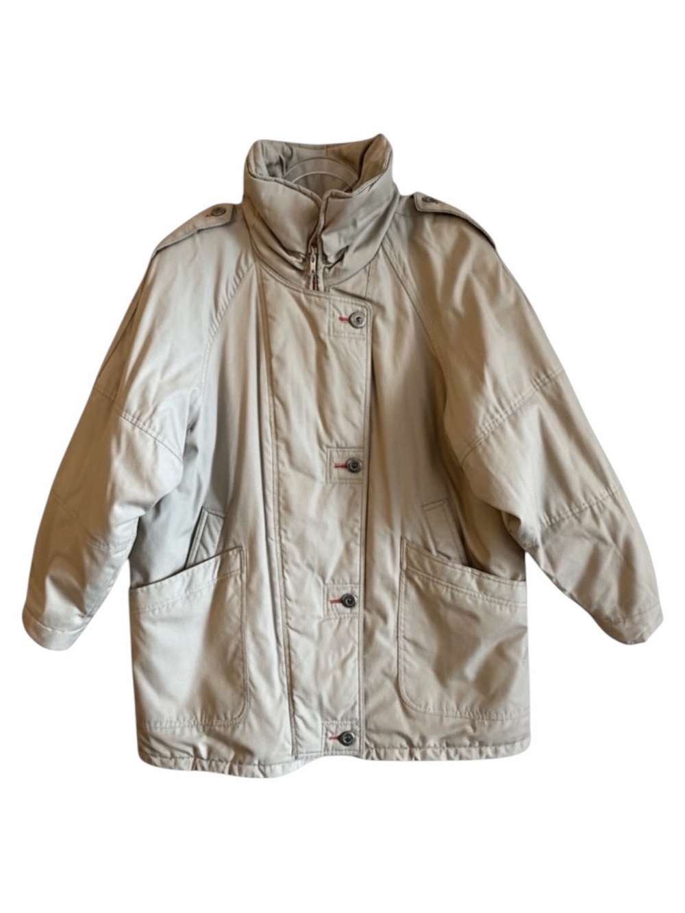 Vintage New York Girl Utility Jacket Beige Cotton Coat‎ Oversized M